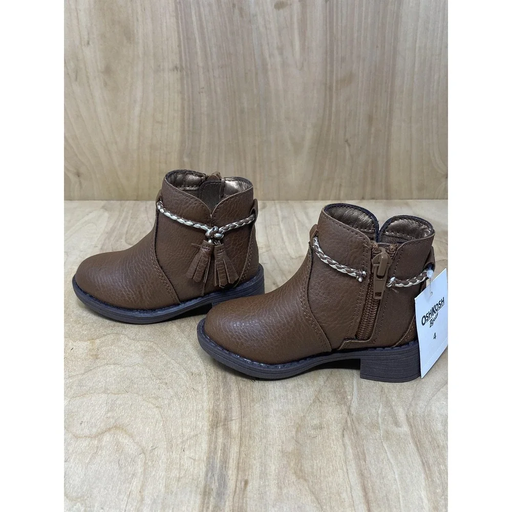 OshKosh B'gosh Boots Toddler Girls Size 4 Dark Brown MISHA-G Ankle Tassel